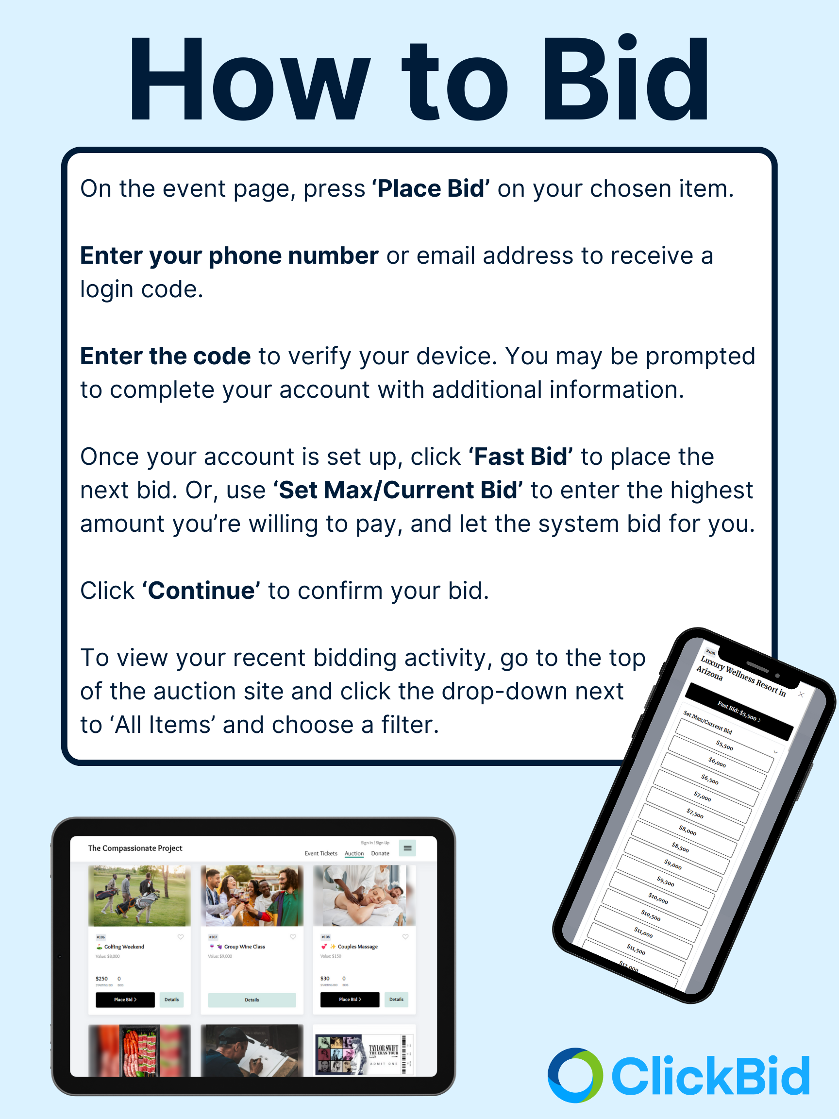 How To Bid Video and Written Instructions