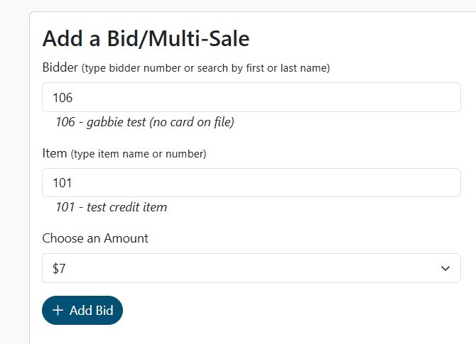 add a credit item bid